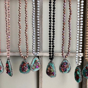 Pave Natural Stone Necklace