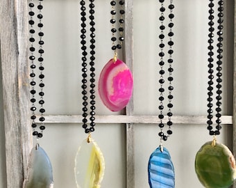 Agate Slice Beaded Necklace