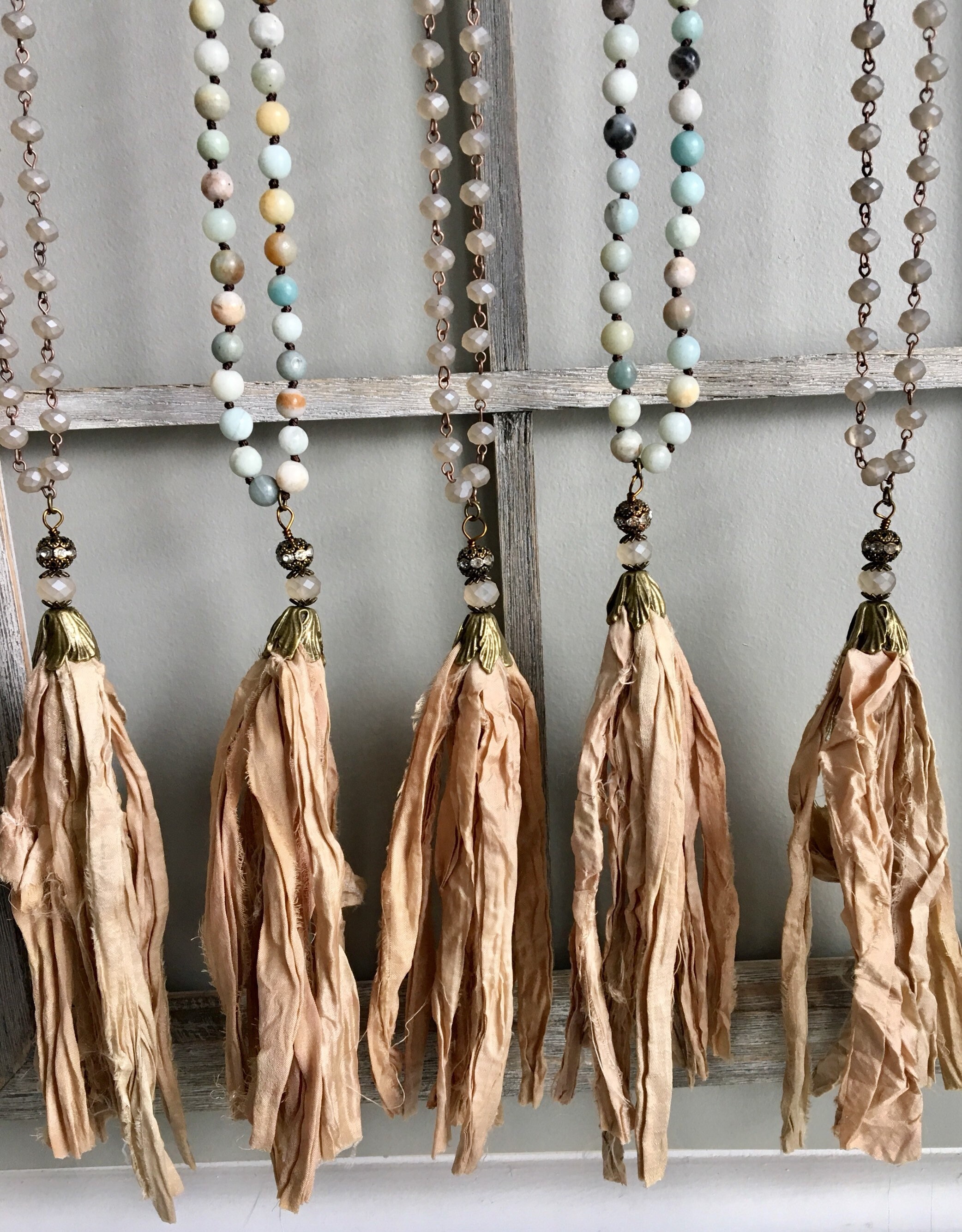 Bohemian Silk Sari Tassel Necklace Etsy