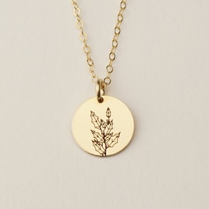 December Birth Flower Pendant Necklace, Holly Berry Necklace, Custom Birth Flower Pendant | 14k Gold Fill, Sterling Silver, Rose Gold