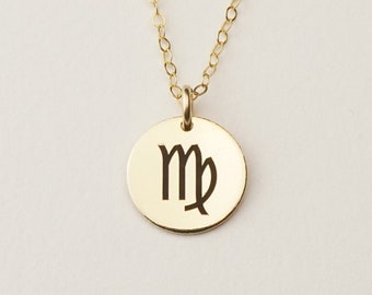 Virgo Zodiac Pendant Necklace, Celestial Necklace, Custom Zodiac Pendant | 14k Gold Fill, Sterling Silver, Rose Gold Fill