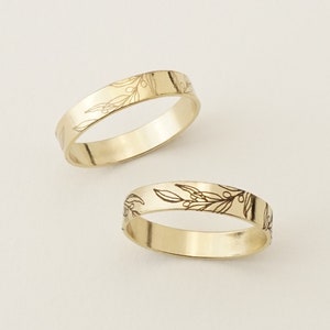 Olive Branch Band Ring, Olive Stacking Ring, Olive Branch Wedding Band, Branch Band, 3.5mm Band Ring | 14k Gold Fill, Sterling Silver