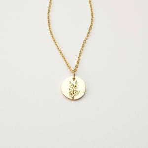 December Birth Flower Pendant Necklace, Holly Berry Necklace, Custom Birth Flower Pendant | 18k Gold PVD Stainless Steel, Stainless Steel