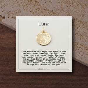 Månberlock, himmelsk berlock, Luna-hänge | 14k guldfyllning, sterlingsilver, roséguldfyllning