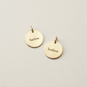 Name or Word Charm, Personalized Name Disc Charm | 14k Gold Fill, Sterling Silver, Rose Gold Fill