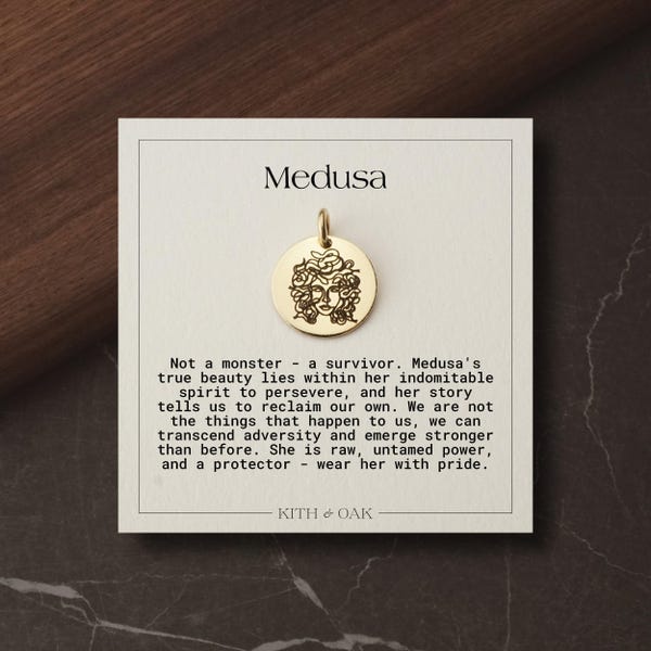Medusa Charm, Goddess Charm, Gorgon Charm Disc | 14k Gold Fill, Sterling Silver, Rose Gold