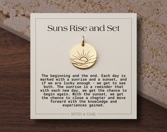 Sunrise Sunset Pendant Charm, Beach Charm, Mountain Charm, Solar Charm Disc | 14k Gold Fill, Sterling Silver, Rose Gold