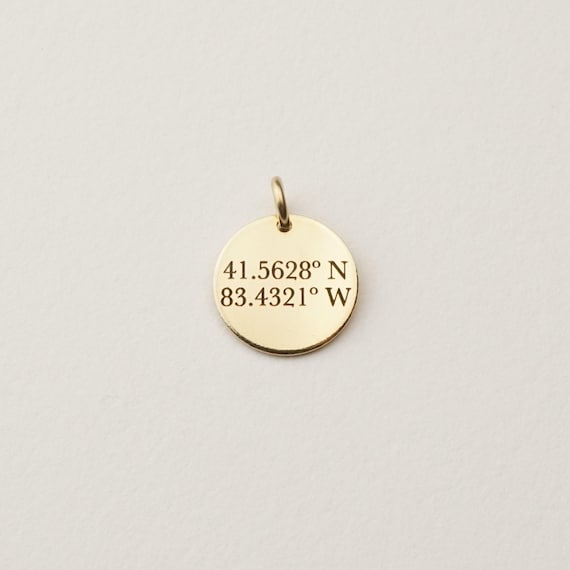 Coordinates Charm, Personalized Coordinate Disc Charm | 14k Gold Fill, Sterling Silver, Rose Gold Fill