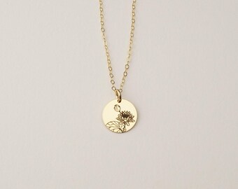 July Birth Flower Pendant Necklace, Water Lily Necklace, Custom Birth Flower Pendant | 14k Gold Fill, Sterling Silver, Rose Gold Fill