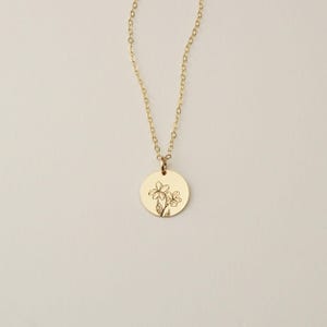 February Birth Flower Pendant Necklace, Violet Necklace, Custom Birth Flower Pendant | 14k Gold Fill, Sterling Silver, Rose Gold Fill