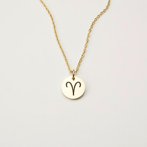 Aries Zodiac Pendant Necklace, Celestial Necklace, Custom Zodiac Pendant | 18k Gold PVD Stainless Steel, Silver Stainless Steel