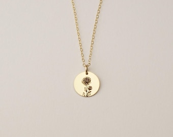November Birth Flower Pendant Necklace, Chrysanthemum Necklace, Custom Birth Flower Pendant | 14k Gold Fill, Sterling Silver, Rose Gold