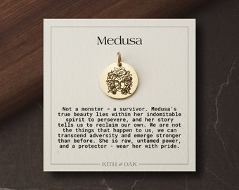 Medusa Charm, Goddess Charm, Gorgon Charm Disc | 14k Gold Fill, Sterling Silver, Rose Gold