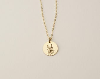 Collar con colgante de flor de nacimiento de diciembre, collar con bayas de acebo, colgante personalizado de flor de nacimiento / Relleno de oro de 14 k, plata de ley, oro rosa