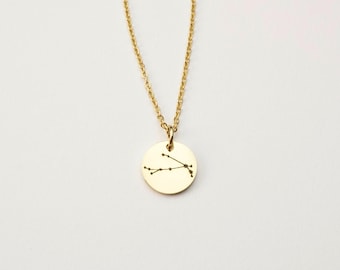 Aries Constellation Pendant Necklace, Celestial Necklace, Custom Zodiac Pendant | 18k Gold PVD Stainless Steel, Silver Stainless Steel
