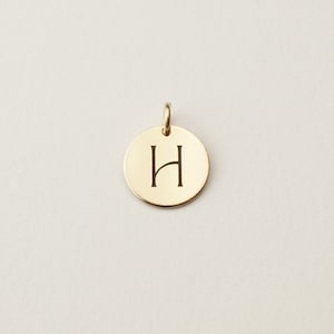 Initial Charm, Personalized Initial Charm Disc | 14k Gold Fill, Sterling Silver, Rose Gold Fill