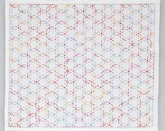 sakura kaleidoscope stitch on the preprinted line white cotton sashiko