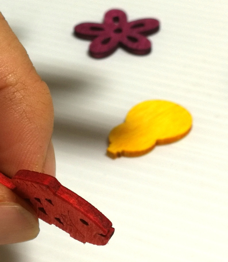 daruma flowers etc Wooden flake for decoration -eight 8 pieces- fish fan