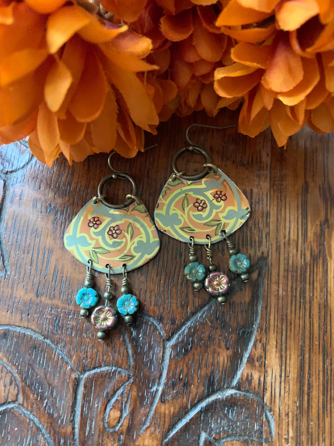 Tin Jewelry Vintage Tin Jewelry Vintage Tin Earrings Tin Earrings Boho