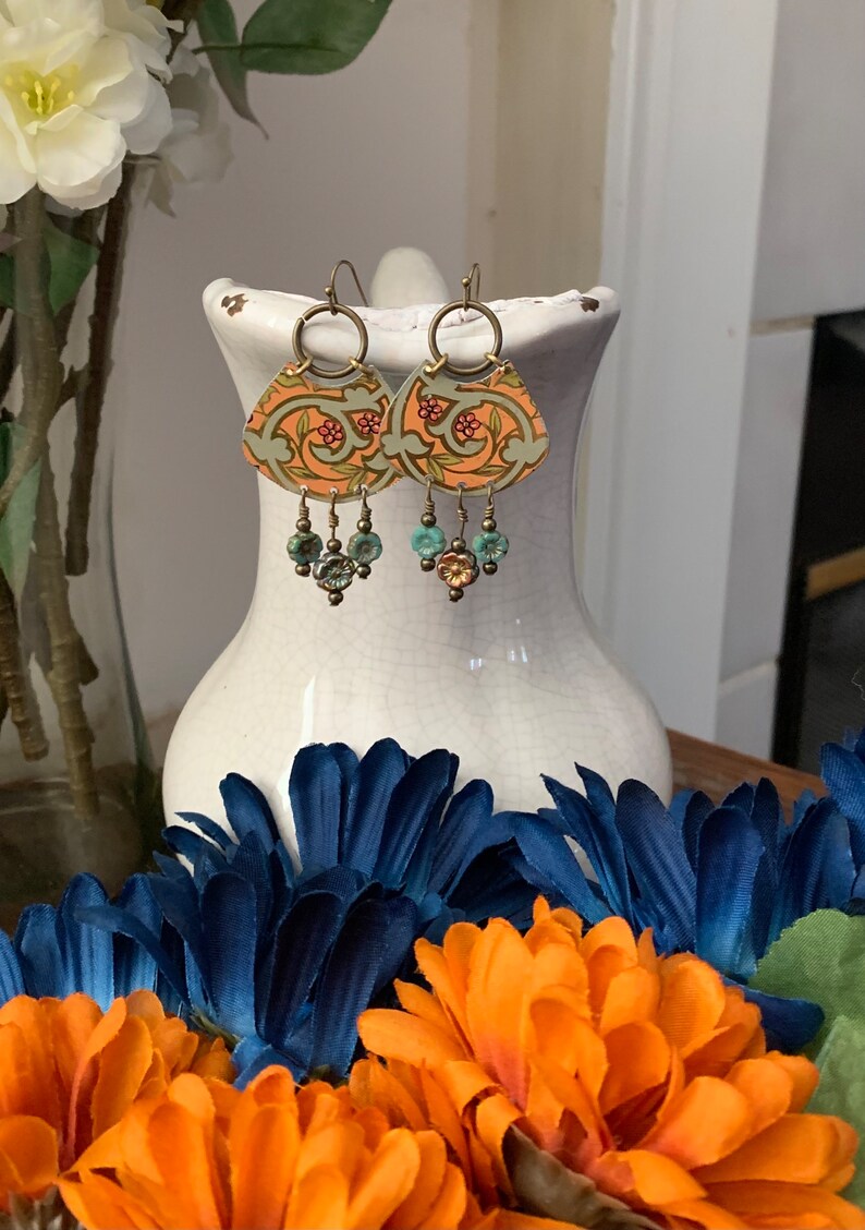 Tin Jewelry Vintage Tin Jewelry Vintage Tin Earrings Tin Earrings Boho