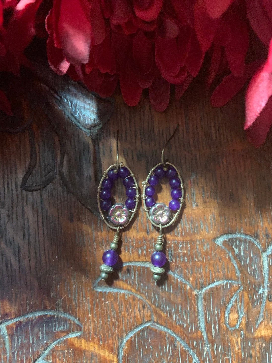 Czech Glass Cluster Earrings