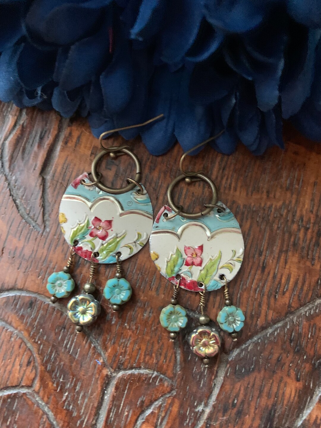 Tin Jewelry Vintage Tin Jewelry Vintage Tin Earrings Tin Earrings Boho