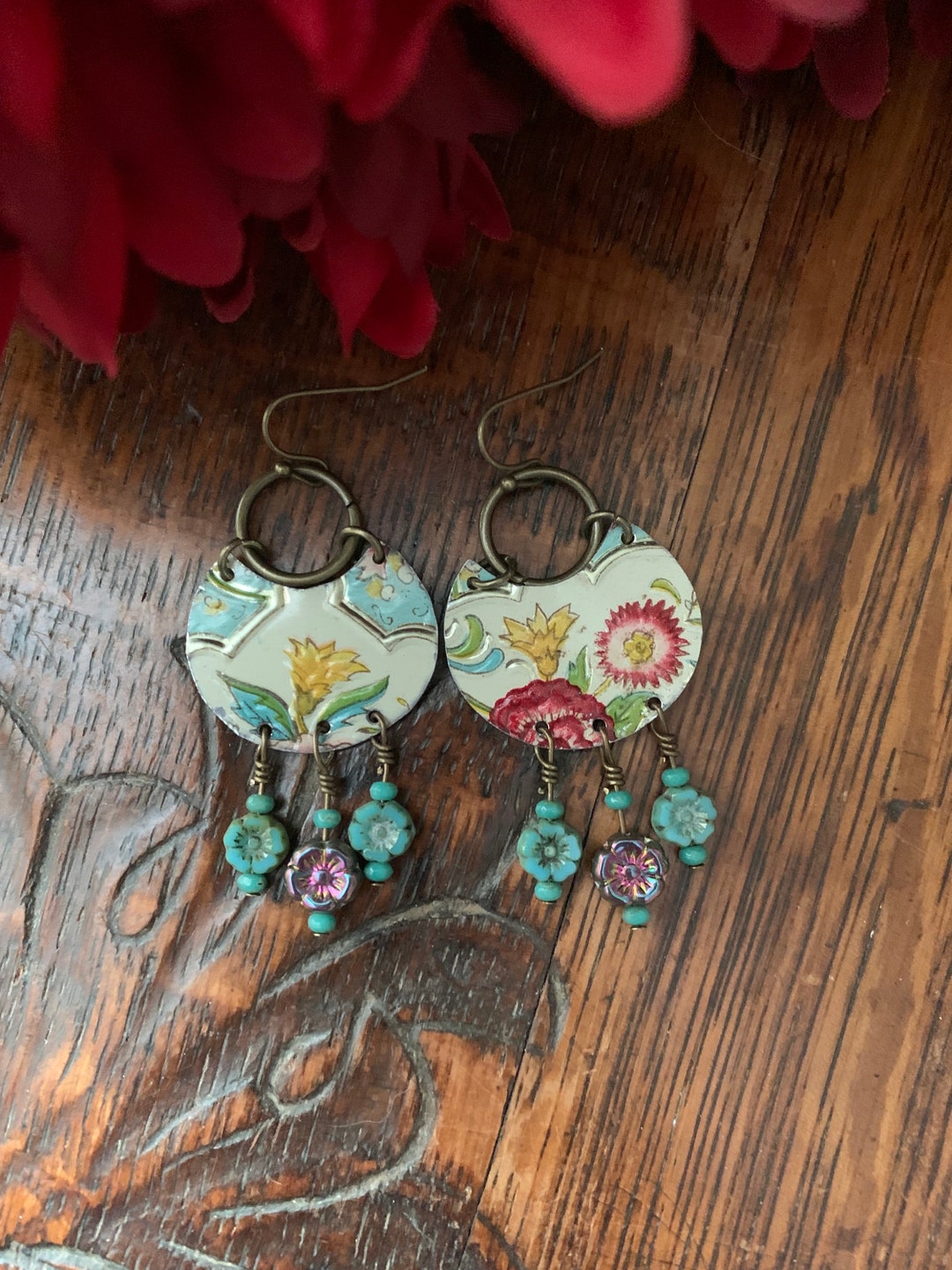 Tin Jewelry Vintage Tin Jewelry Vintage Tin Earrings Tin Earrings Boho