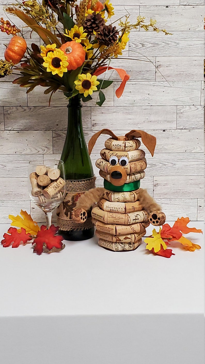 Wine cork dog, dog figure, cork dog, cork gifts, wine lover gift, cork, dog lover gift, dog, dog mom gift, wine cork decor, dog decor image 1