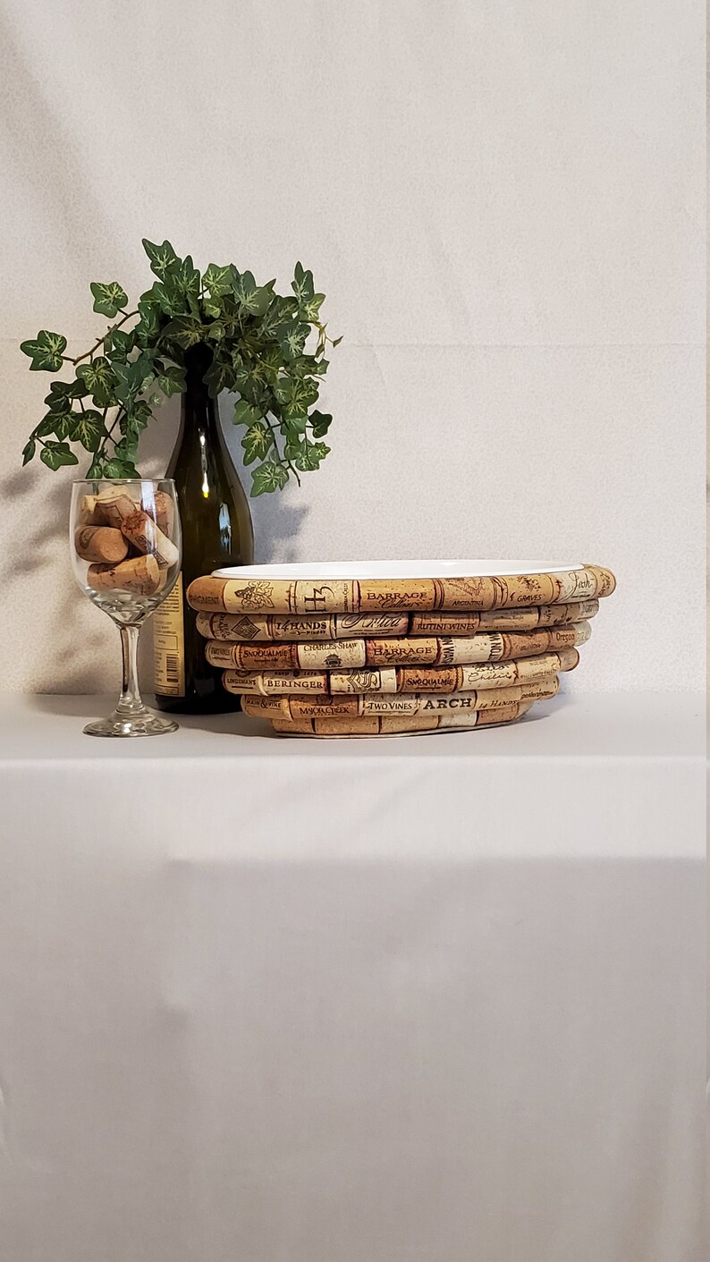 Oval bowl wine cork bowl cork bowl fruit bowl wine room Etsy