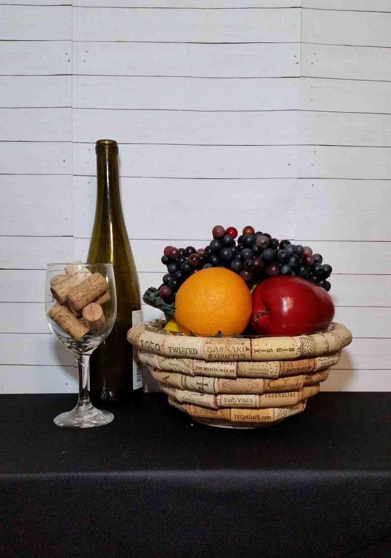 Wine Cork Bowl Cork Bowl Decorative Bowl Fruit Bowl Cork Etsy