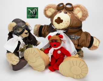 Osos de peluche aviadores, The Plush Squad, lote de 3