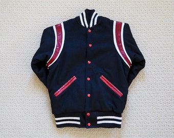 Chaqueta vintage de lana y cuero estilo Letterman/Varsity, talla 32