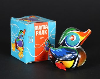 Vintage Lehmann Mama Paak No. 940 Tin Litho Wind-Up Duck Toy