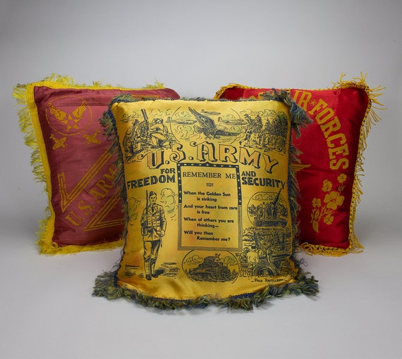 Commemorative Military Silk-sham Pillows, Set of Three - Etsy