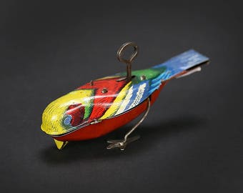 Rare 1927 Tin-Litho Pecking Bird Wind-Up Toy