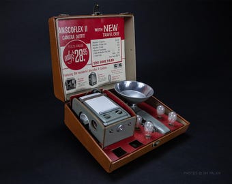 Conjunto de cámara de caja de doble objetivo vintage Anscoflex II