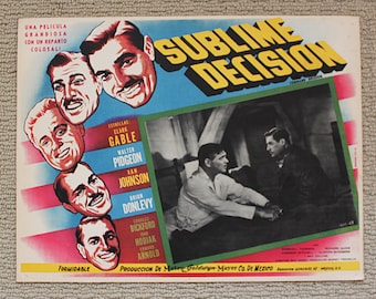 Vintage Clark Gable "Sublime Decision" 1940 Mexican Movie Lobby Card