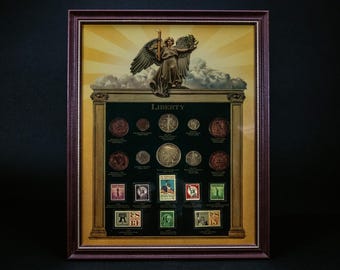 20th Century Type Set Framed in Wood and Glass Display Frame