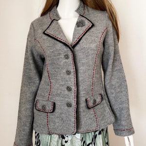 Gekochte Wolle Jacke, Woll-Mischung Trachtenjacke, Oktoberfest Trachten Strickwaren, Traditionelle österreichische Folklore Blazer, Oktoberfest Dirndl Jacke