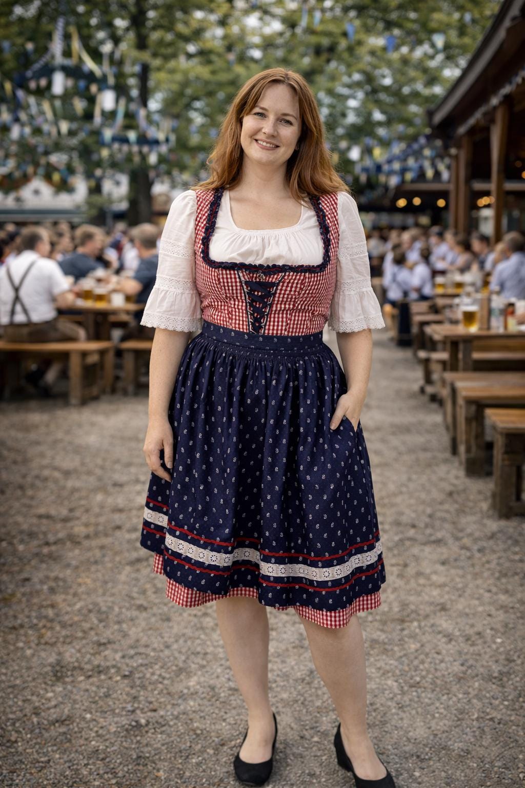 Short Gingham Dirndl Dress, Trachten Austrian Dress, Alpen Bavarian ...