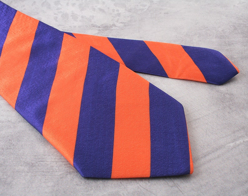 Vintage Silk tie Striped Tie Orange blue tie mens Necktie Striped Neck Tie multicolour striped tie Mens Color Slim Neckties Vintage classic