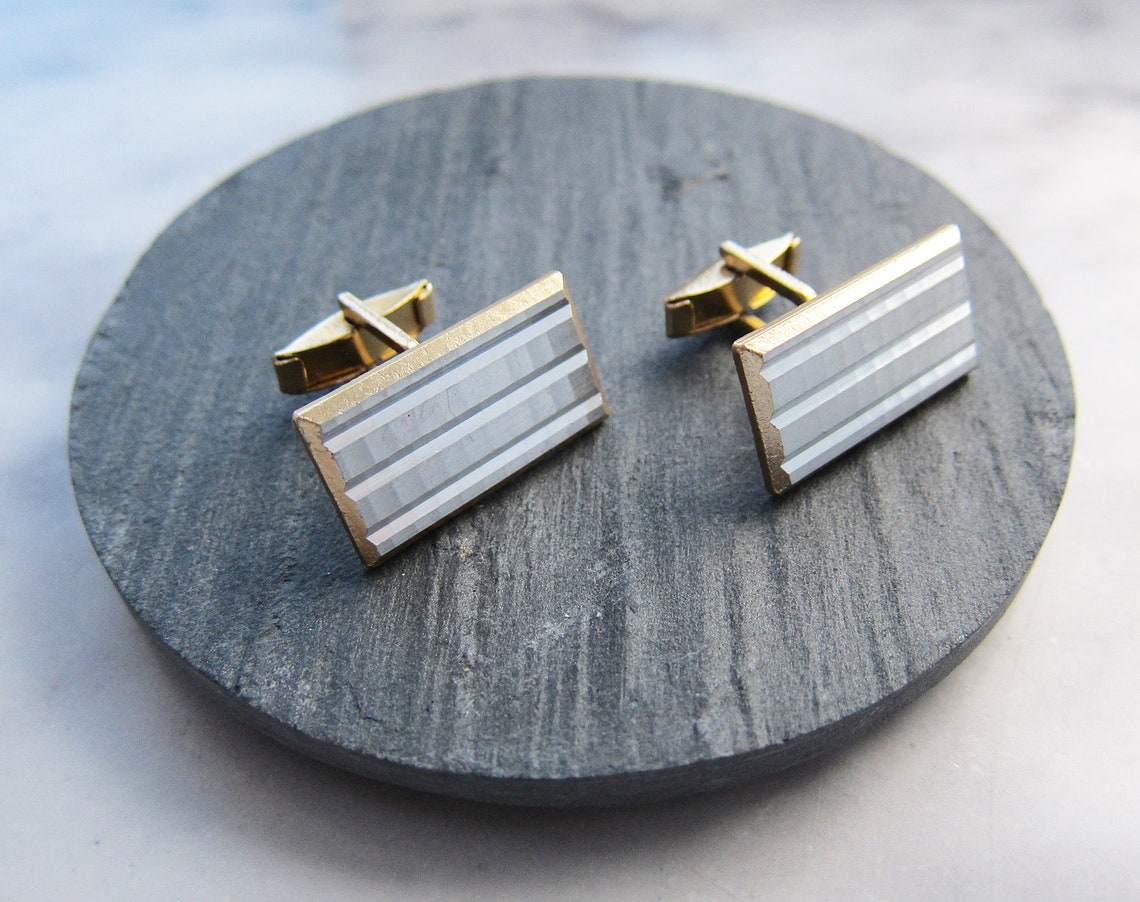 Rectangle Mens cufflink tie clip Geometric Cufflinks tie clip Etsy