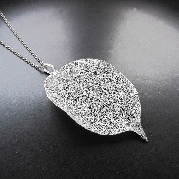 Silver leaf necklace Silver Dipped Leaf pendant necklace Natural leave chain necklace