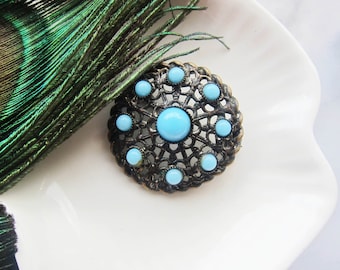 Turquoise broche Rarest broche Antique broche turquoise Preciosa broche vintage broche Bijoux broche victorienne broche victorienne Costume broche des années 1960'