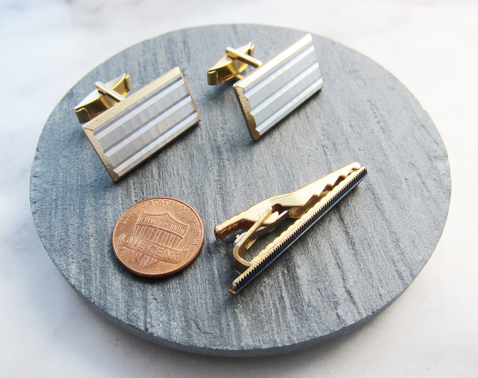 Rectangle Mens cufflink tie clip Geometric Cufflinks tie clip Etsy