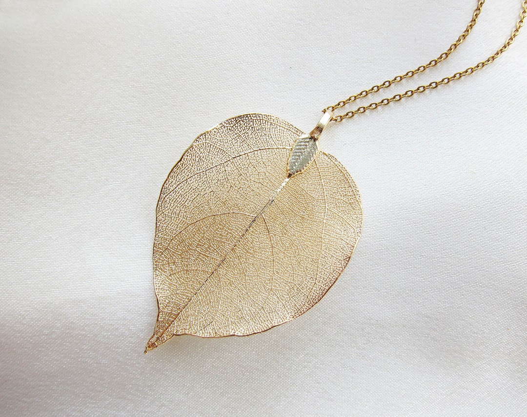Real Leaf Necklace Gold Leaf Chain Necklace Natural Leave Etsy