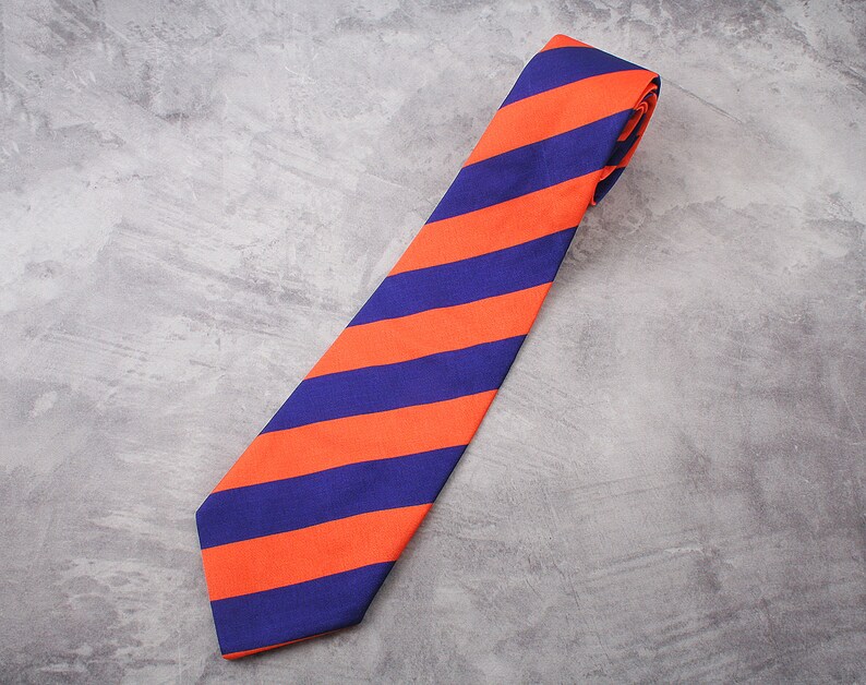 Vintage Silk tie Striped Tie Orange blue tie mens Necktie Striped Neck Tie multicolour striped tie Mens Color Slim Neckties Vintage classic