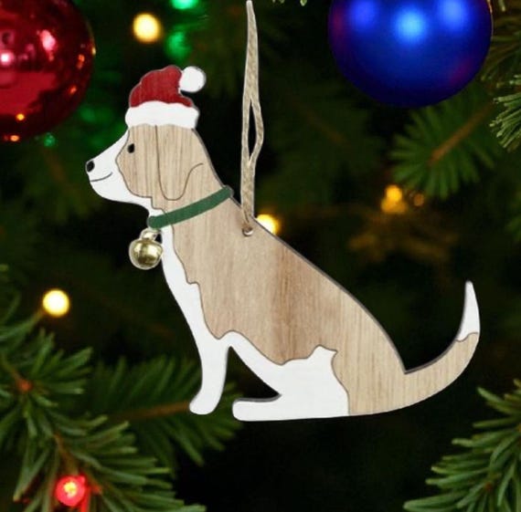 Hanging Wooden Dog Decorations Christmas Tree Bauble Fun