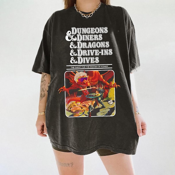 Vintage Dungeon Dragon Drive ins and Dives Shirt, Graphic T-Shirt, Y2K Style Shirt, Guy fieri T-Shirt, Comfort Colors Shirt
