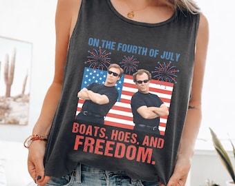 Step Brothers On The Fourth Of July Tank Top, Boats Hoes And Freedom Parody Tank , All Over Print Funny 4th Of July Tank